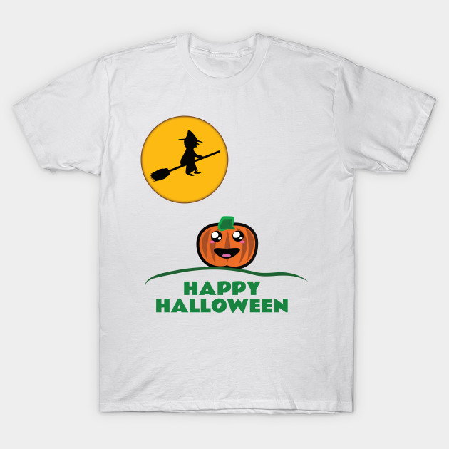 Happy Halloween - Witch and Pumpkin T-Shirt-TOZ